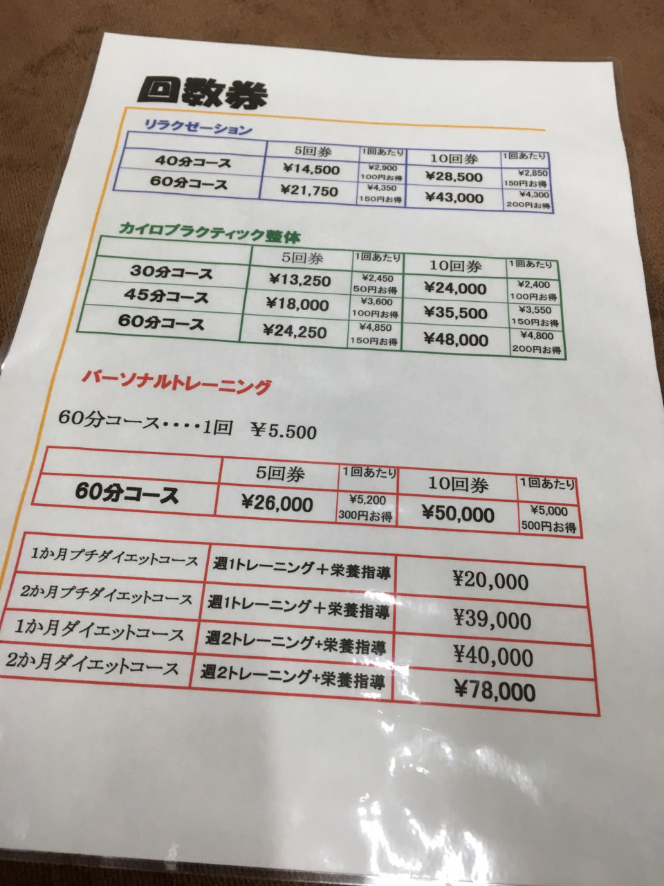 回数券 | 大崎市 古川 ダイエット ケーズパーソナルジム&和整体院 