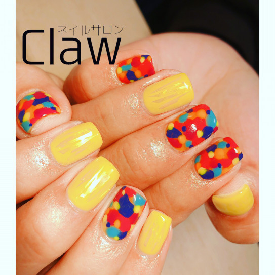 マルチカラー ドットネイル 大和市鶴間ネイルサロンclaw マルチカラー ドットネイル 大和市鶴間ネイルサロンclaw