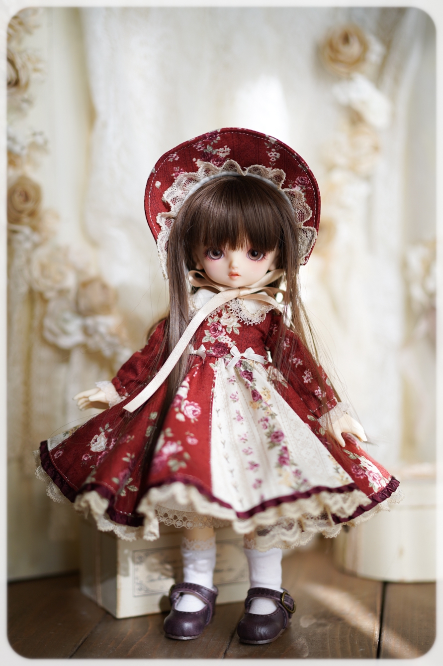 幼SD衣装★薔薇と紅茶染めレースのドレス
