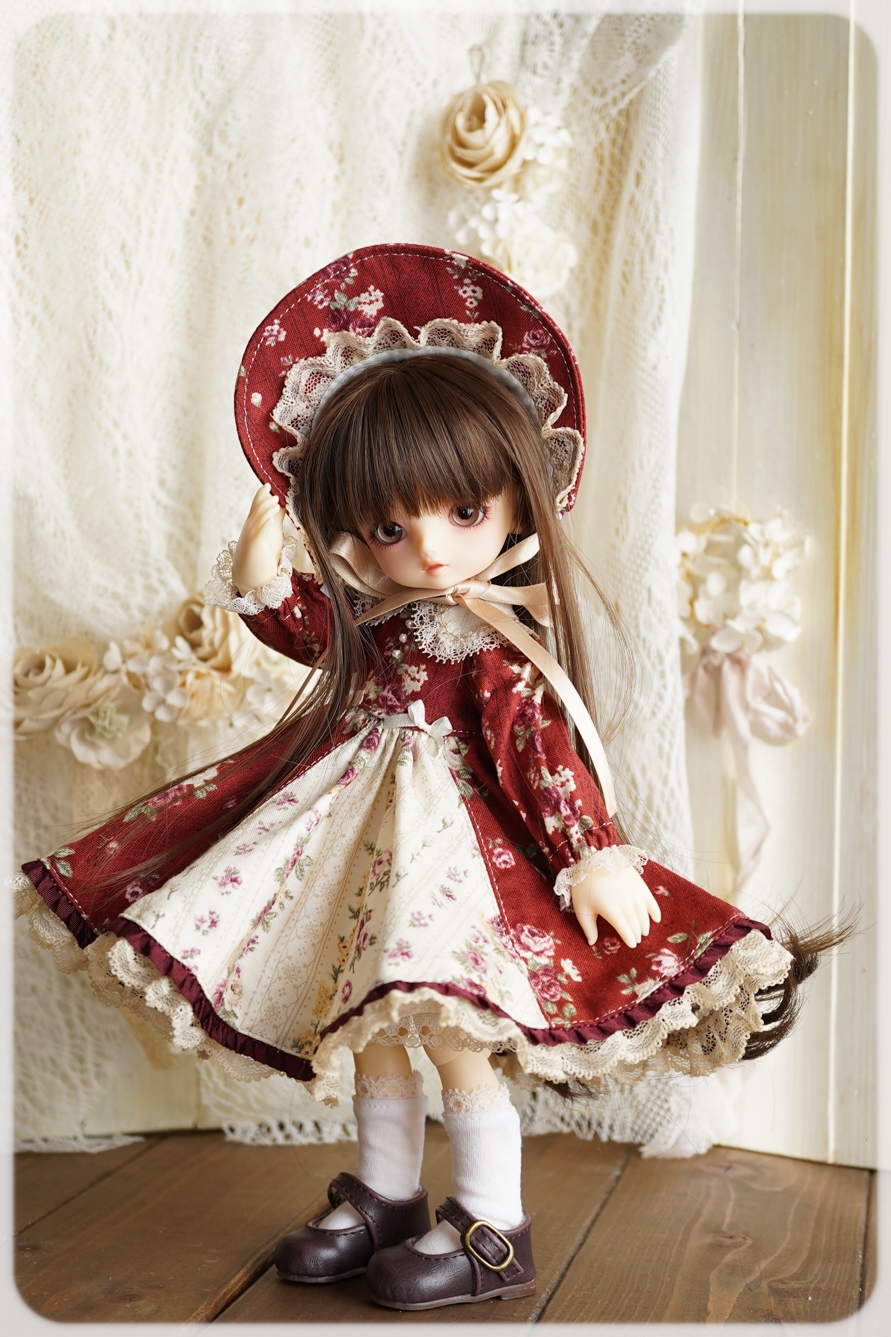 幼SD衣装★薔薇と紅茶染めレースのドレス