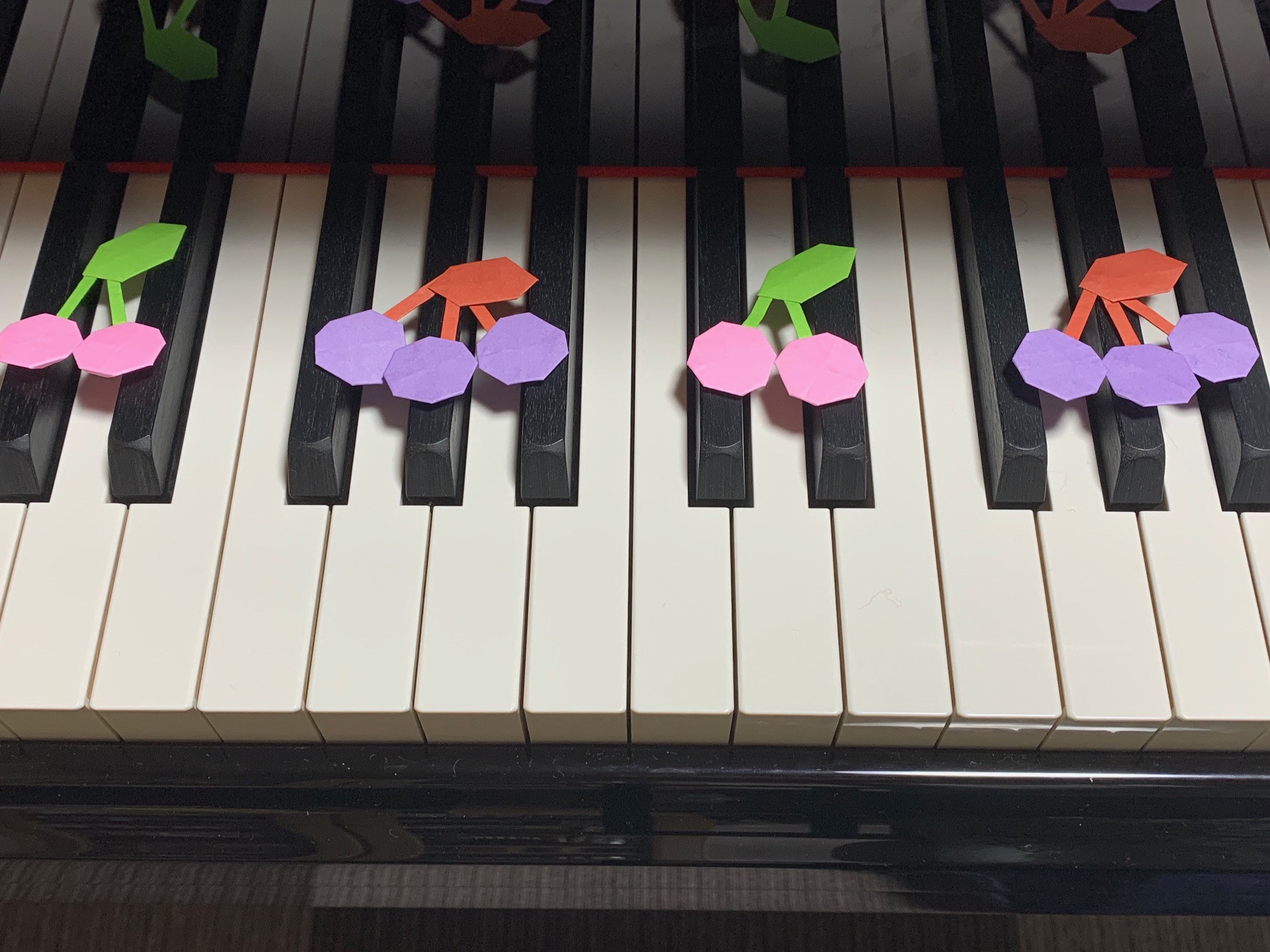 さくらんぼとぶどうの折り紙レッスングッズ | 笑顔full しばはらピアノ