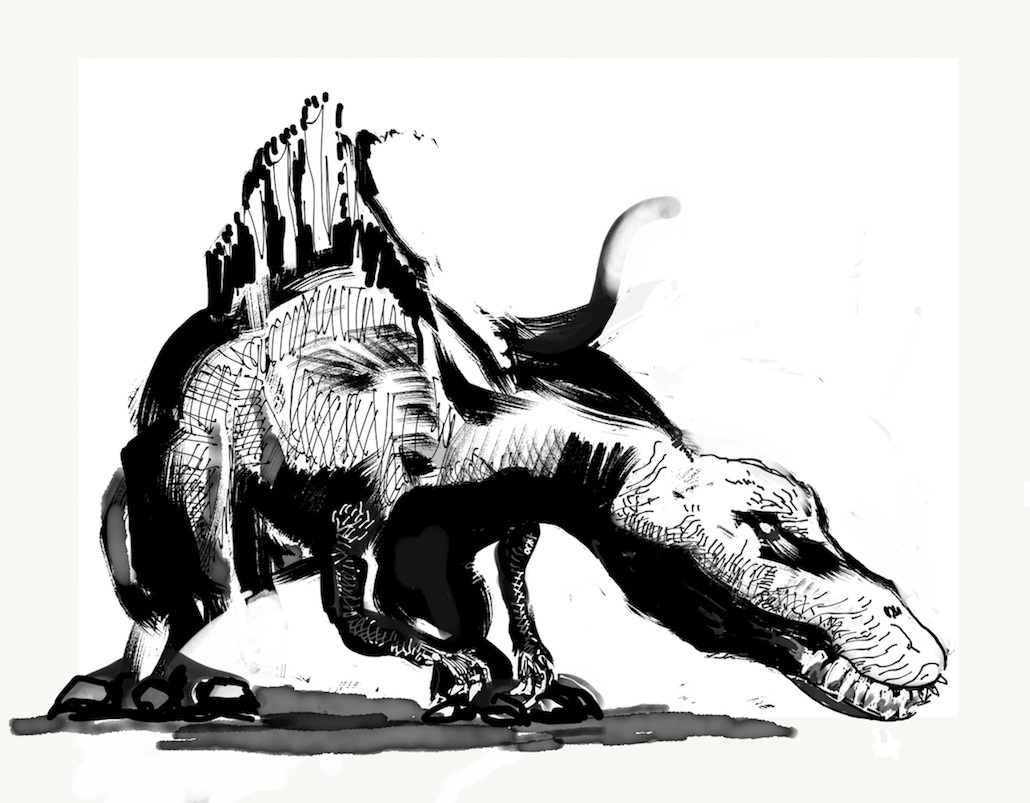 登場！ スピノサウルス。  ティラノ君より、大きい友達。