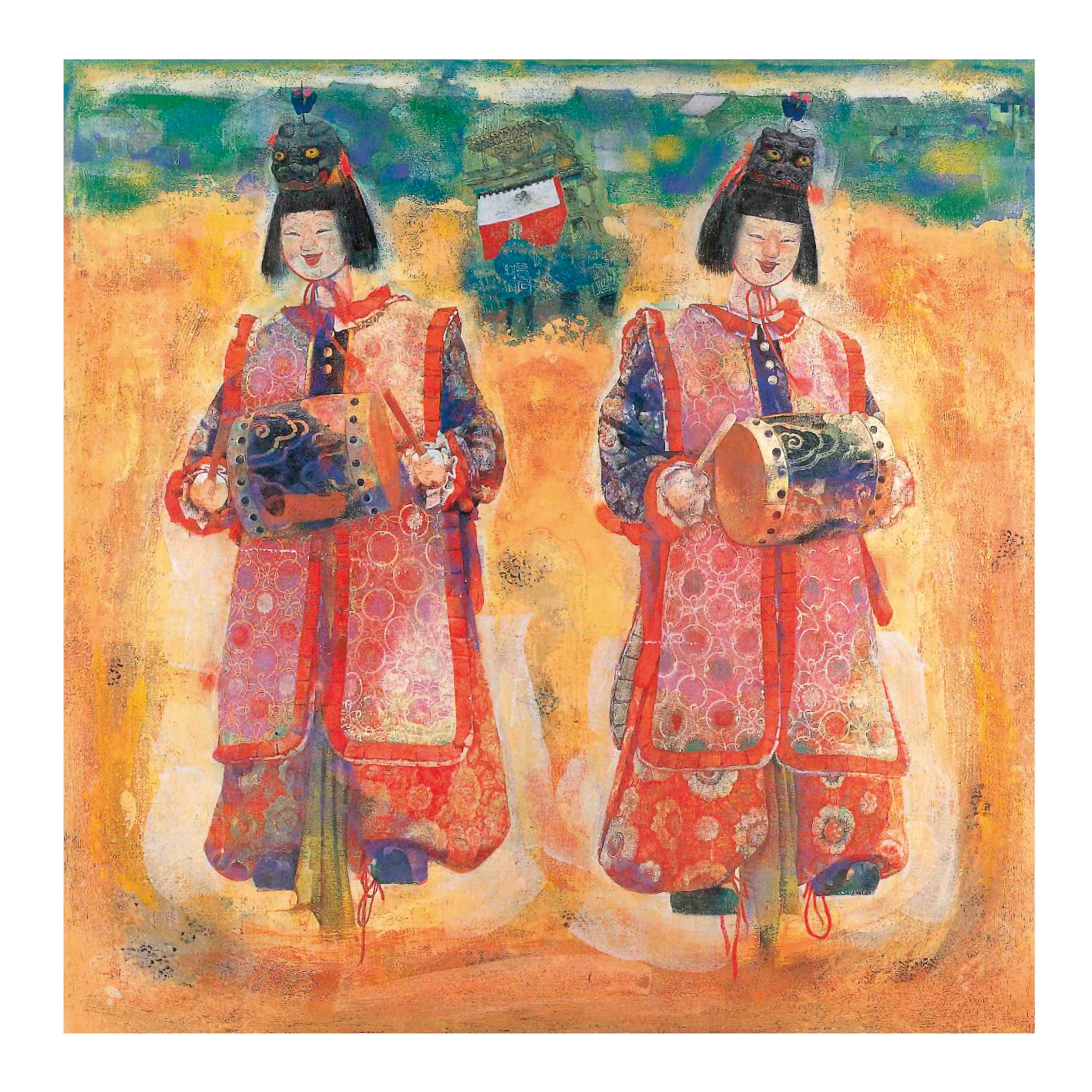 牧内則雄】 洋画 『犬山本町咸英人形（かんえいにんぎょう