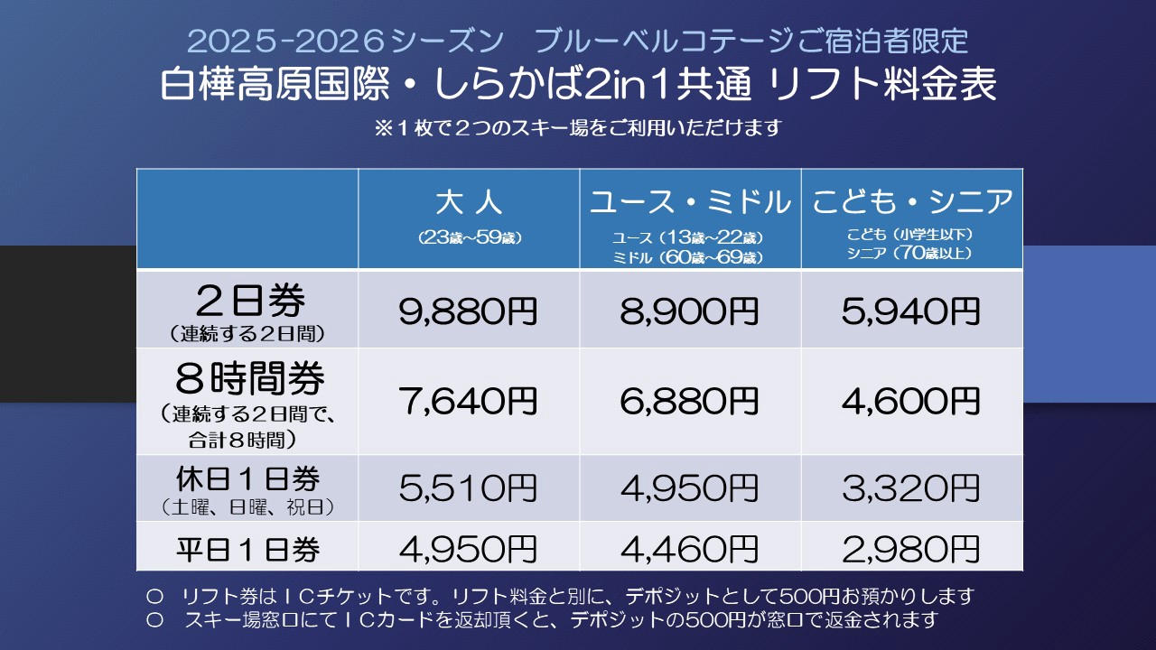 宿泊者限定！白樺国際＆2in1リフト券2025-2026シーズン | Bluebell