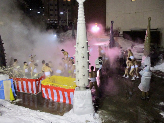 厳寒の夜の登別温泉湯まつり イラスト散歩 In Hokkaido