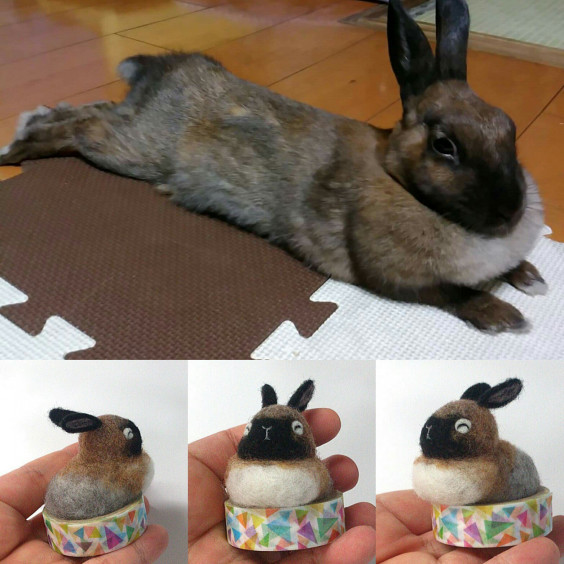 黒い顔が特徴的なウサギのデルピ ペットをモデルにできるオーダーメイドの雑貨屋さん 夕の月フェルト工房 Younotsuki