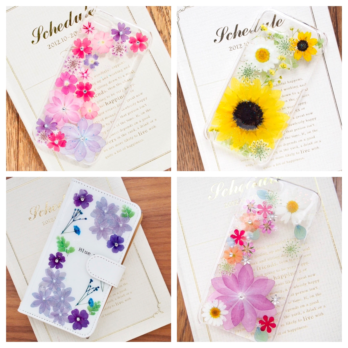まこページ★押し花ケース iPhone / 押し花スマホケース 211229_1 | 押し花 ケース専門店