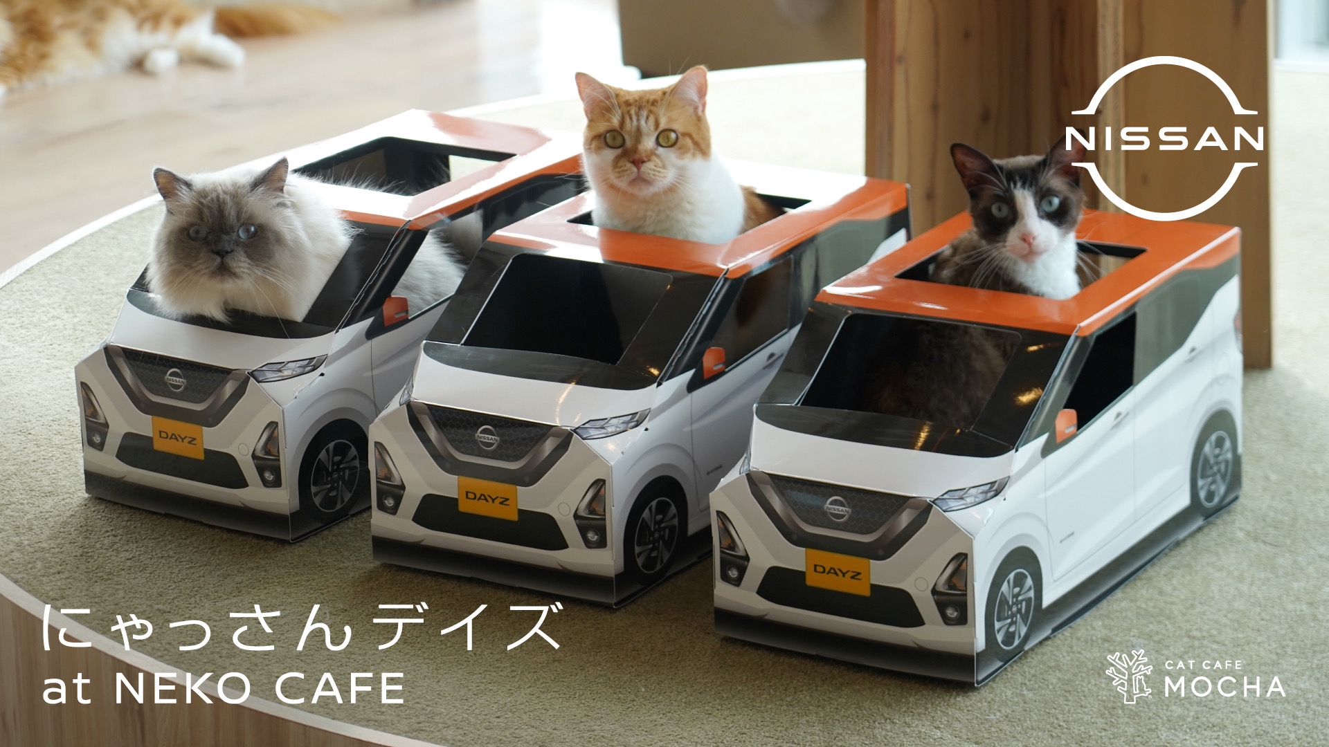 ねこ用日産軽自動車「にゃっさんデイズ」×猫カフェ「MOCHA」がコラボ