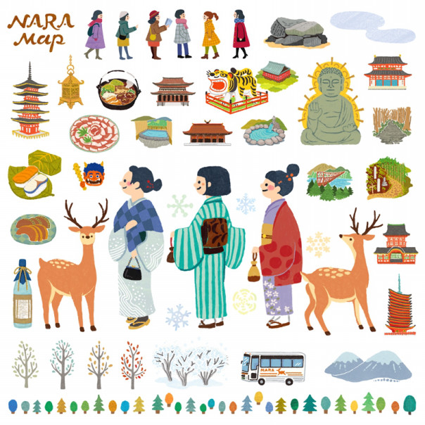 Works 奈良うまし冬めぐり カットイラスト Nagano Mami Works 奈良うまし冬めぐり カットイラスト Nagano Mami