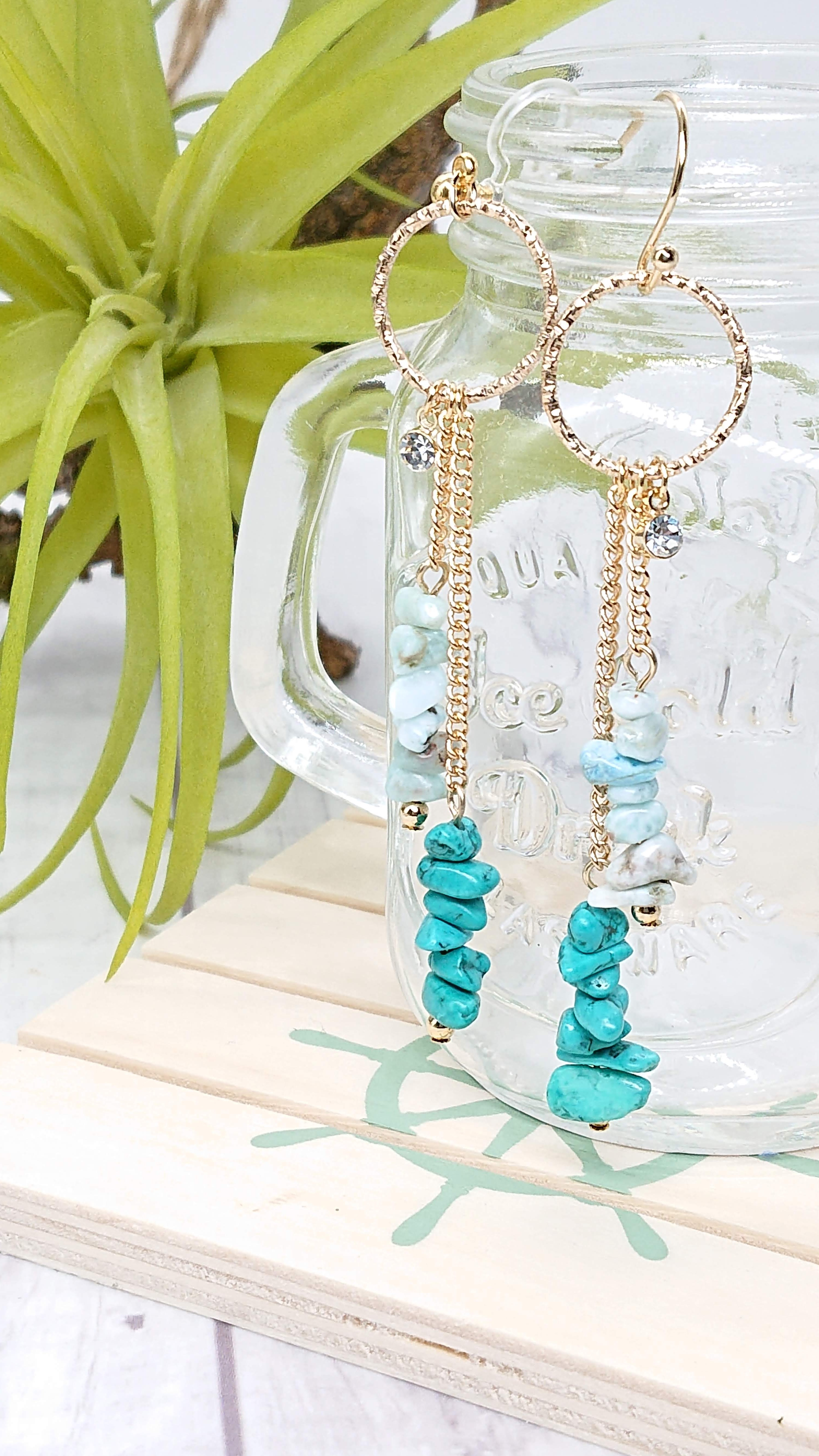 AAAランクアクアマリンチェーンピアス天然石ピアス