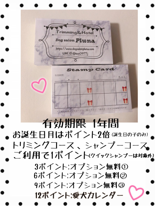 スタンプカード Dog Salon Pluna