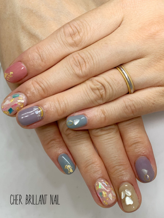 くすみカラー夏ネイル Cher Brillant Nail シェルブリアンネイル