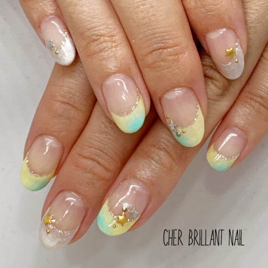 星パーツ フレンチネイル Cher Brillant Nail シェルブリアンネイル