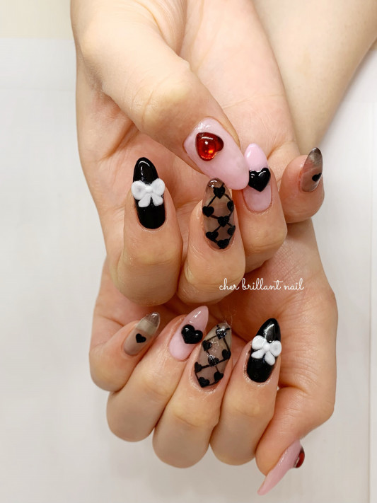 ブラック ピンク ネイル Cher Brillant Nail シェルブリアンネイル