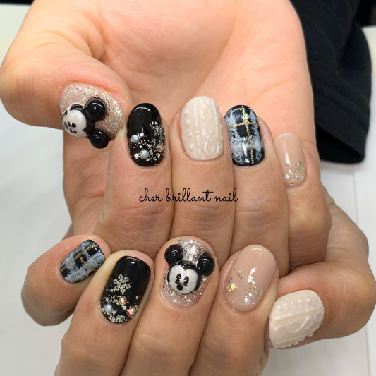 ミッキーマウスネイル 3dミッキー Cher Brillant Nail シェルブリアンネイル