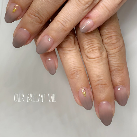 グレージュカラーグラデ Cher Brillant Nail シェルブリアンネイル