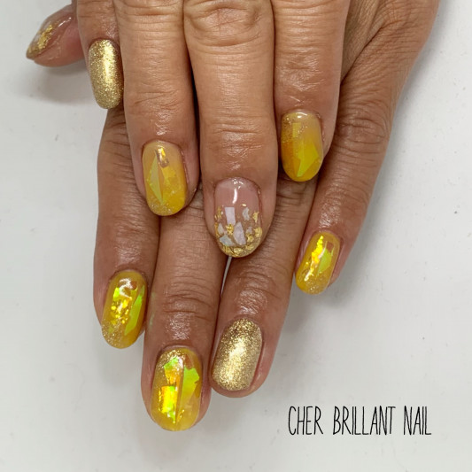 イエロー ゴールドネイル Cher Brillant Nail シェルブリアンネイル