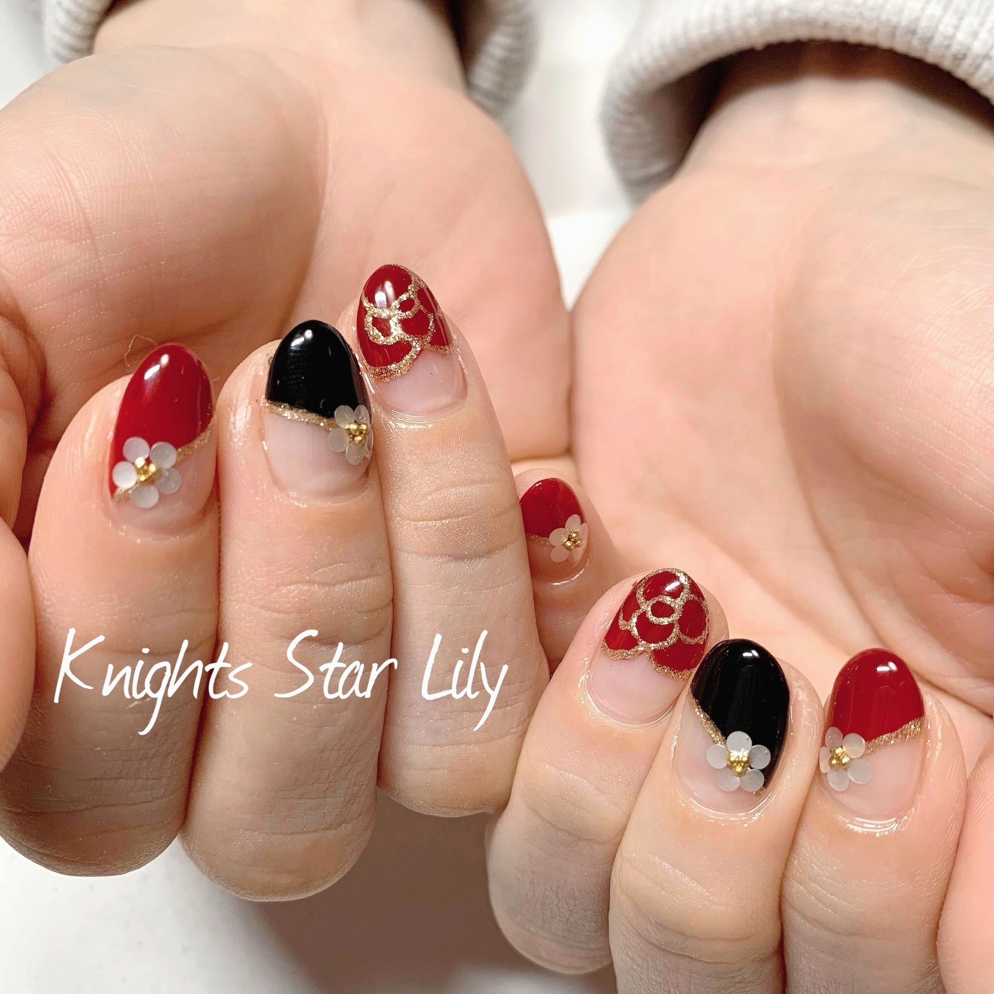 大人のシンプルお正月ネイル 名古屋 緑区 天白区 Nail Salon Knights Star Lily ネイルサロン ナイトスターリリー