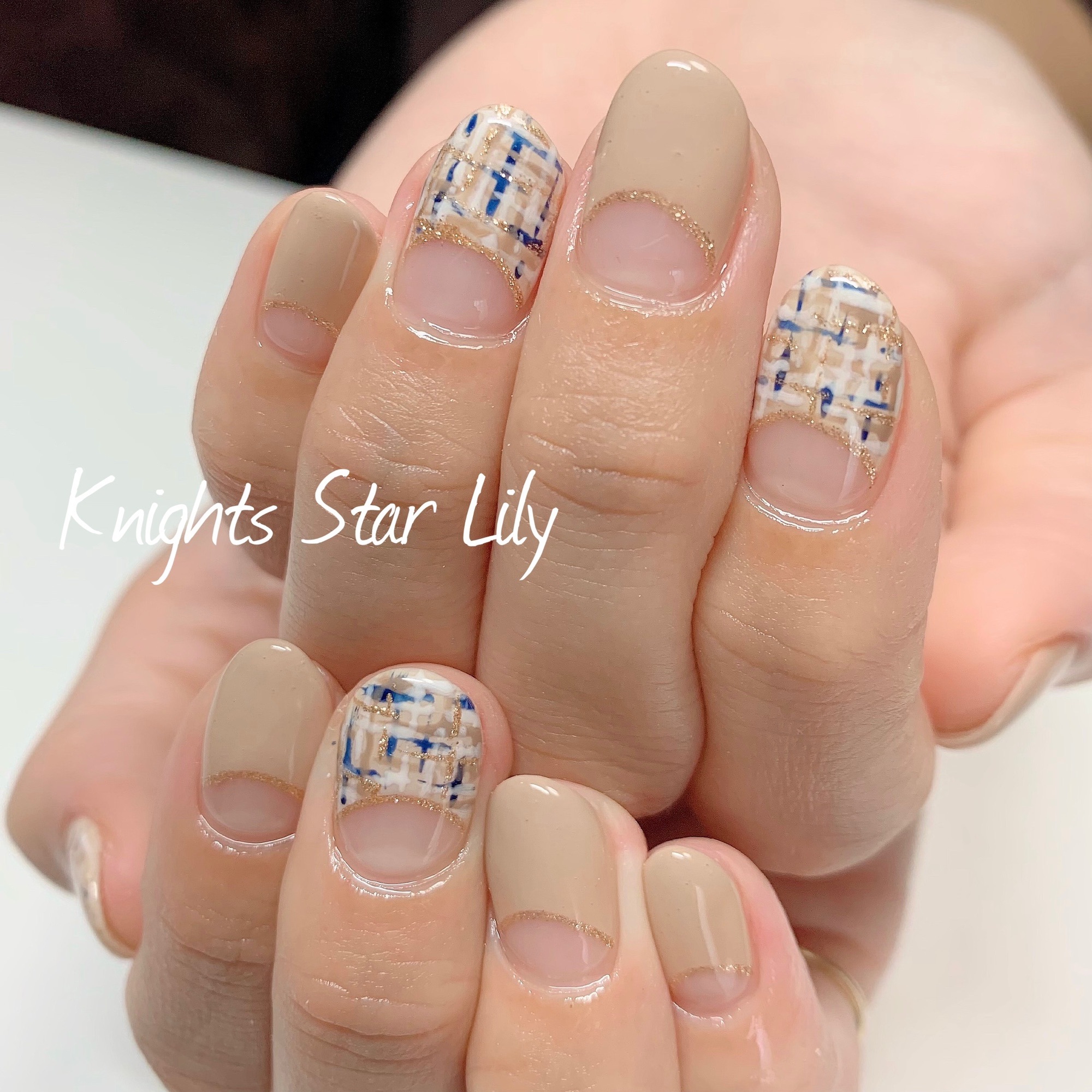 大人エレガントなツイードネイル 名古屋市緑区ネイルサロン Knights Star Lily ナイトスターリリー