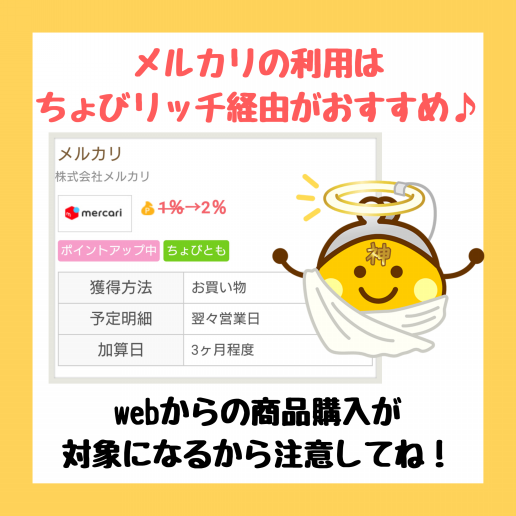 メルカリの利用はちょびリッチ経由がおすすめ ゆっきーのポイ活