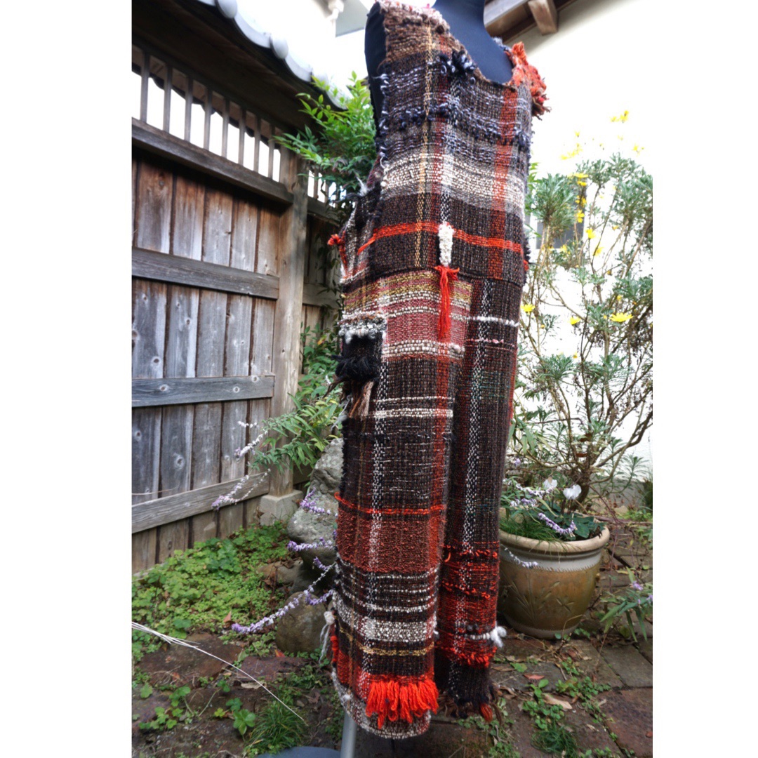 さをり織り　襟付きジャケット　一点物　ハンドメイド　美品 さをり織り 襟付きジャケット 一点物 ハンドメイド 美品