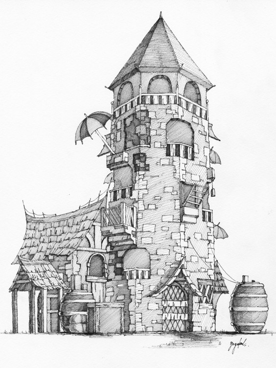 建物のペン画 Sugaken S Art Works