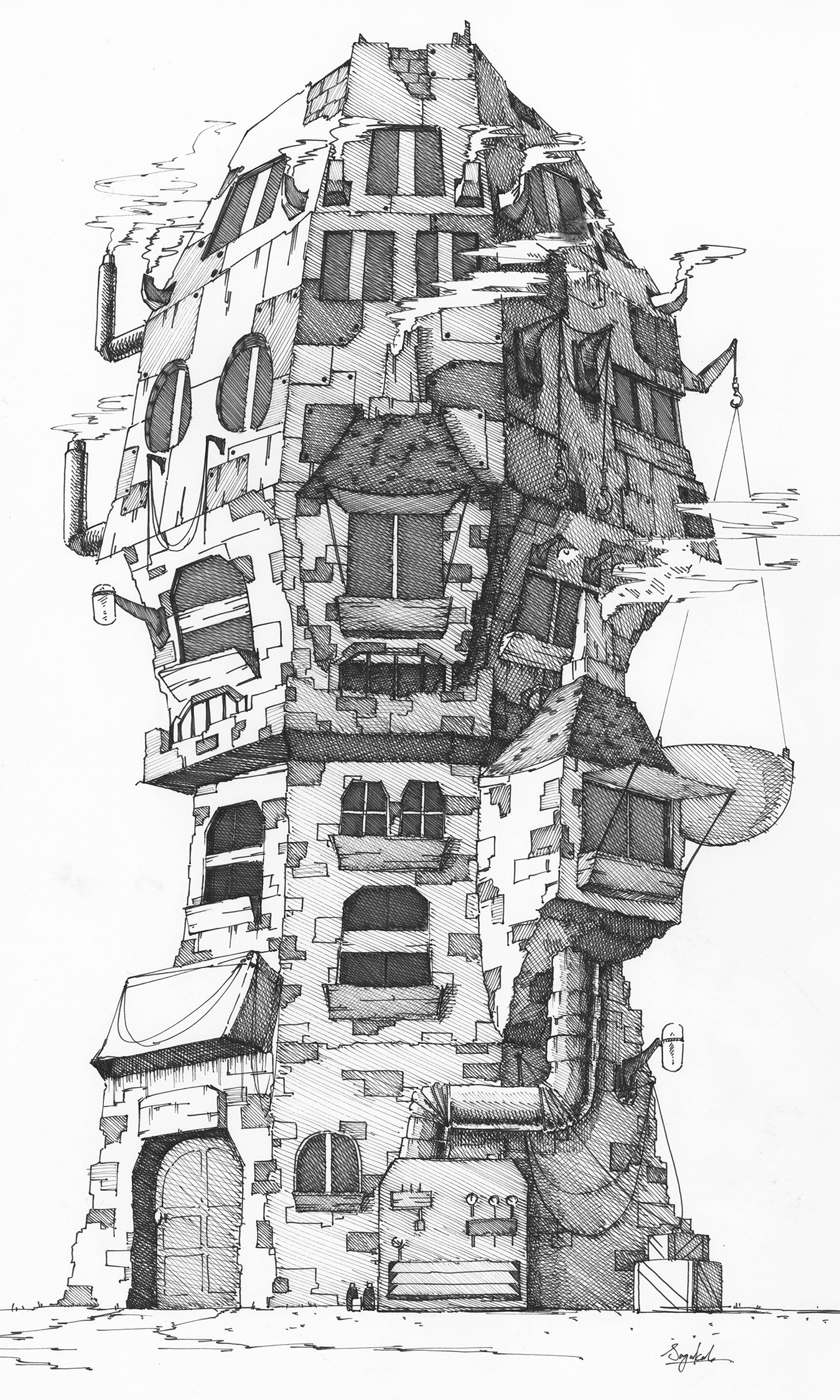 建物のペン画 | Sugaken's art works
