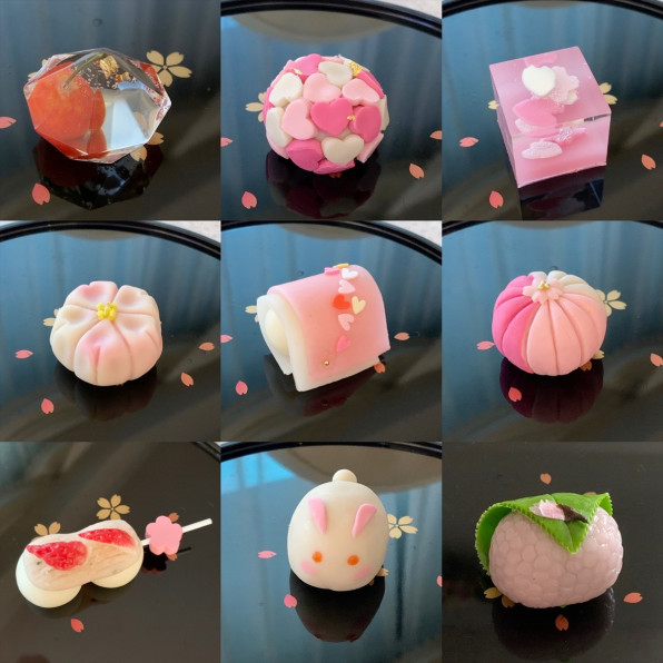 和菓子コース お花とフェイクスイーツのおけいこ教室pink Prin ピンクプリン 滋賀県草津駅徒歩1分 コロナ対策 プリザーブドフラワー ハーバリウム 固まるハーバリウム アロマワックス ファブリックデコ