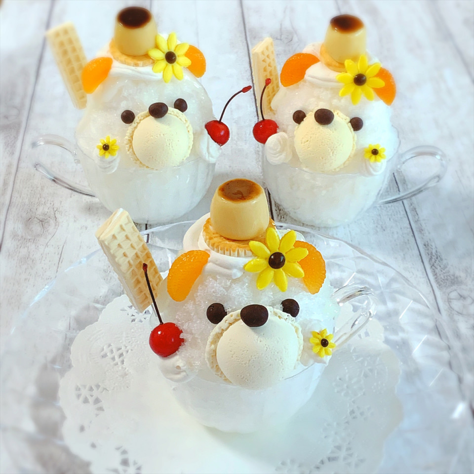 くまちゃんの練乳かき氷 フェイクグリーンのフレームアレンジ レッスン お花とフェイクスイーツのおけいこ教室pink Prin ピンクプリン 滋賀県草津駅徒歩1分 コロナ対策 プリザーブドフラワー ハーバリウム 固まるハーバリウム アロマワックス