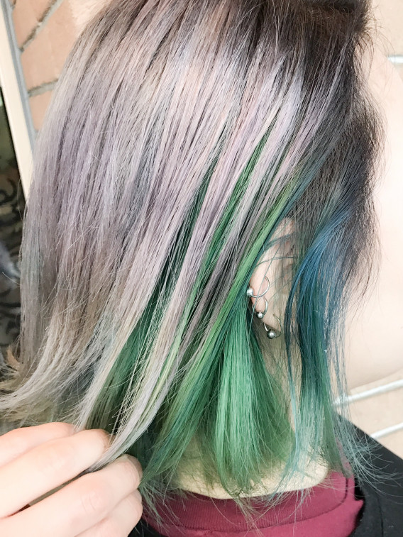 ホワイトパール インナーカラー青 緑 Tatsuya ｓ Hair Style Collection