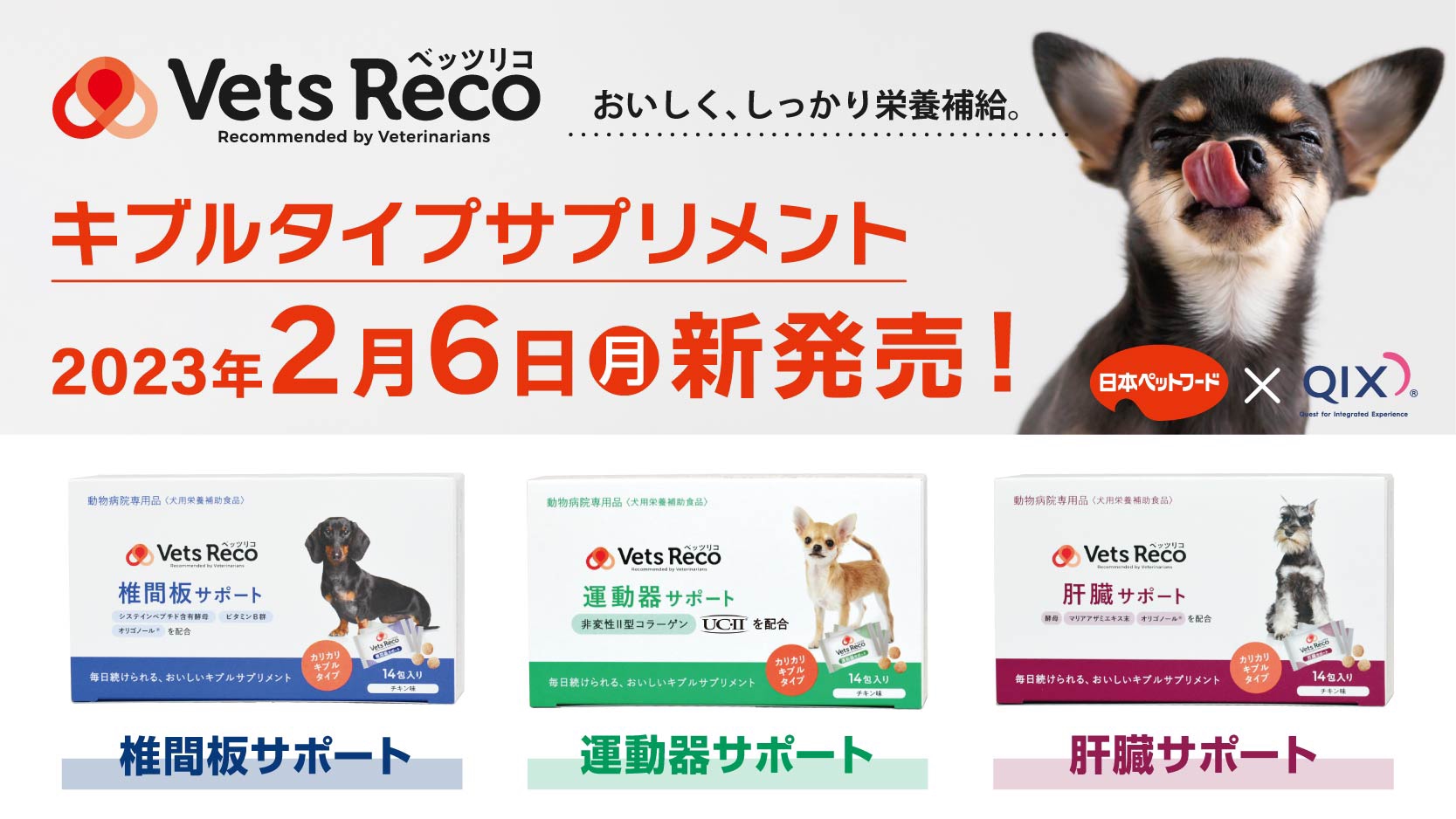 Vets Recoシリーズ 第2弾「毎日続けられるキブルタイプの犬用