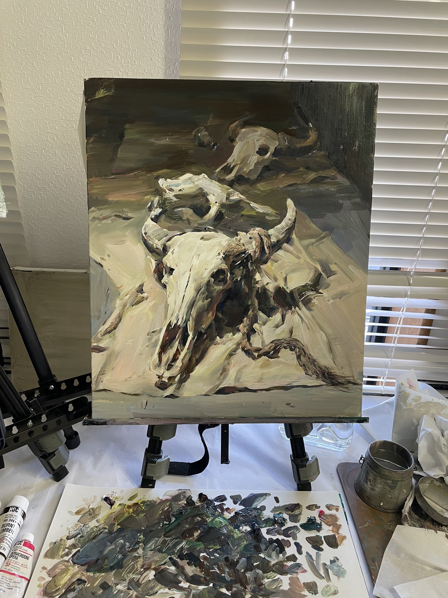 AZUMAs式油絵で牛骨を描く | 大阪 絵画教室 AZUMAs (デッサン教室