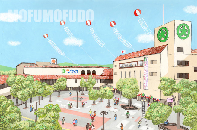 大丸須磨店 開店40周年 記念イラスト制作 もふもふ堂illustrations 大丸須磨店 開店40周年 記念イラスト制作 もふもふ堂illustrations