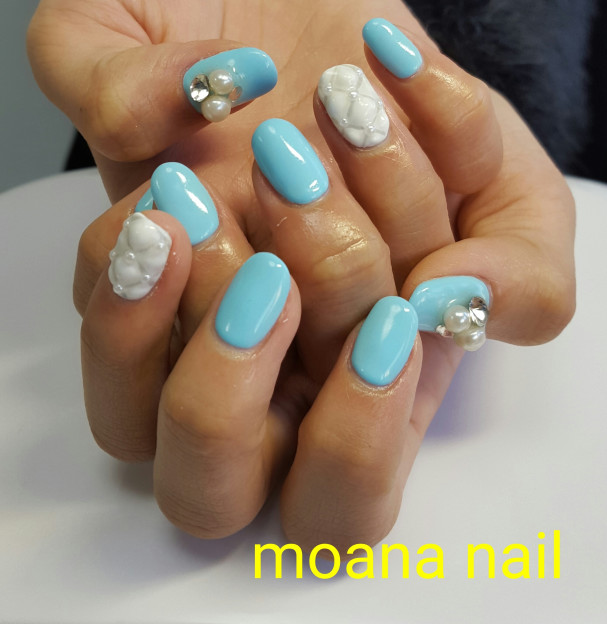 ジェルネイル キルティング ブルー パラジェル Moana Nail 名古屋市守山区の自宅ネイルサロン Moananail ﾓｱﾅﾈｲﾙ