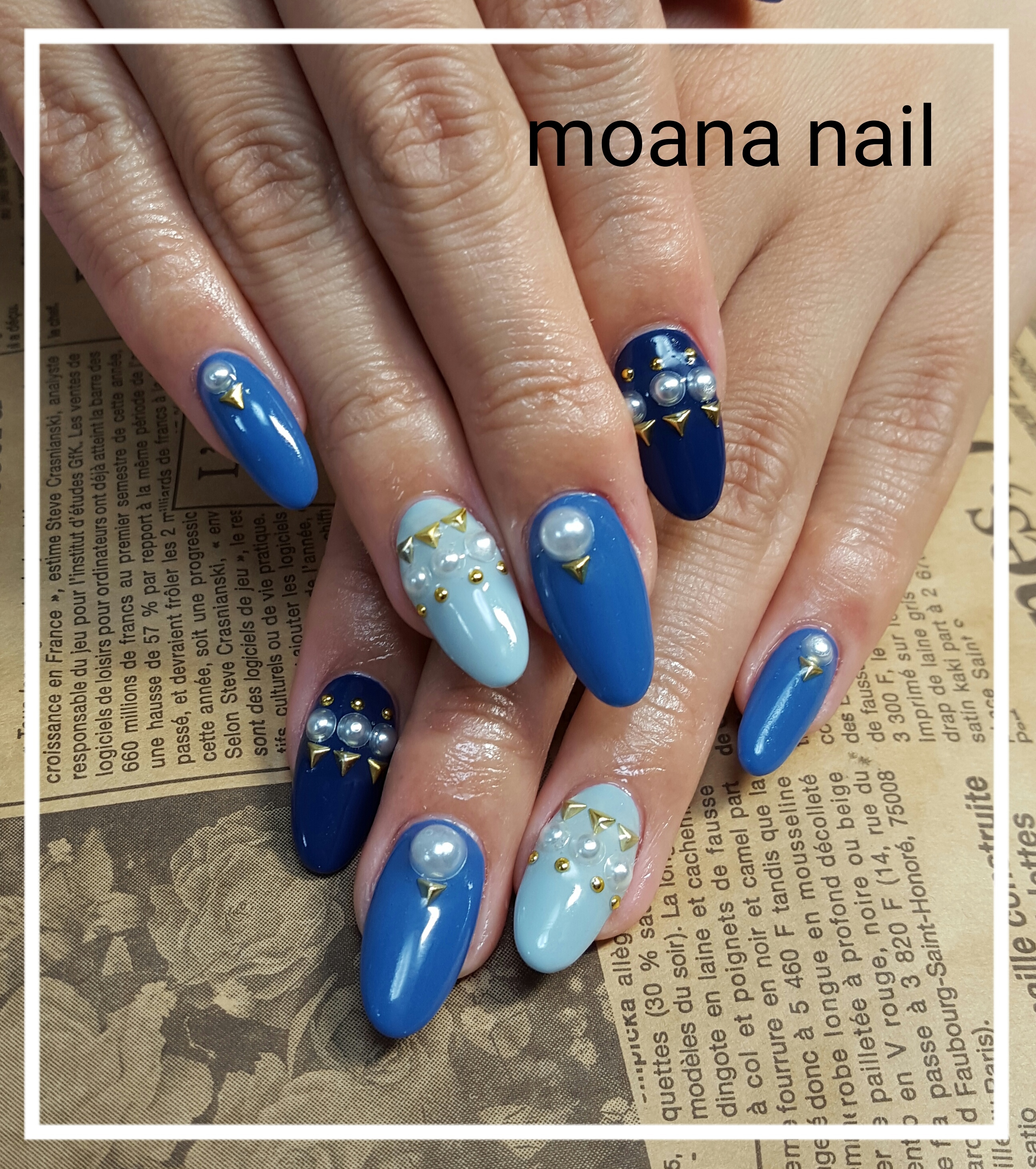 スカ付放題7000円 ネイビーブルー パール Moana Nail 名古屋市守山区の自宅ネイルサロン Moananail ﾓｱﾅﾈｲﾙ