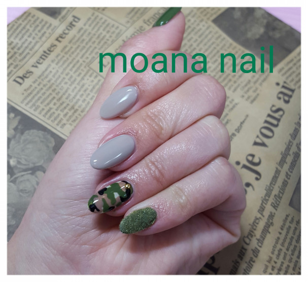 ジェルアート付 3500円 カモフラ ベロアネイル パラジェル Moana Nail 名古屋市守山区の自宅ネイルサロン Moananail ﾓｱﾅﾈｲﾙ