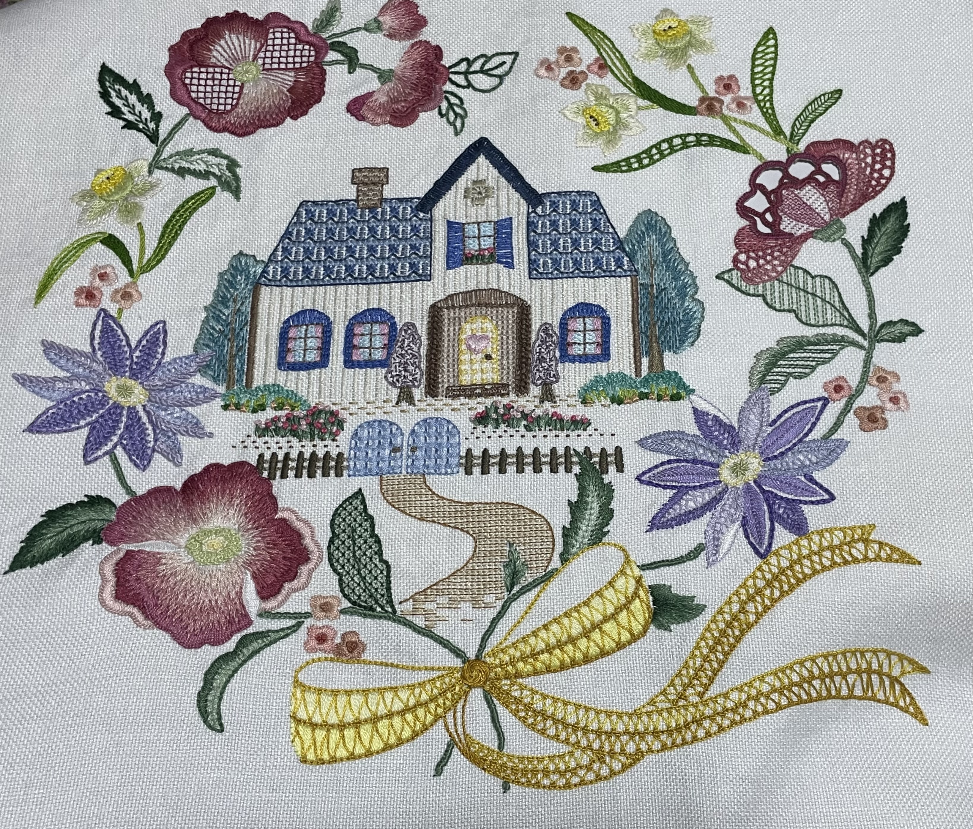 戸塚刺繍 リボン 母作タペストリー - 絵画