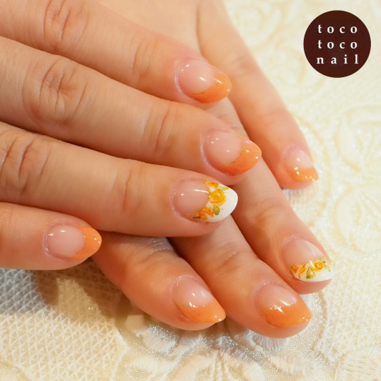 水彩フレンチ ジェルネイル Tocotoco Nail