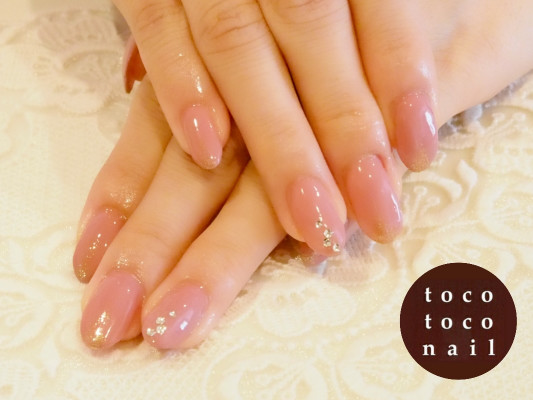 上品ピンク ジェルネイル Tocotoco Nail