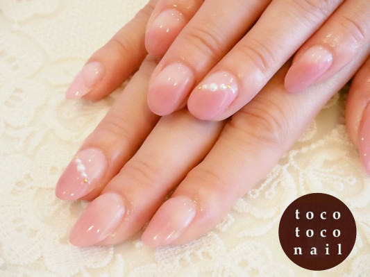 ピンクフレンチ ジェルネイル Tocotoco Nail