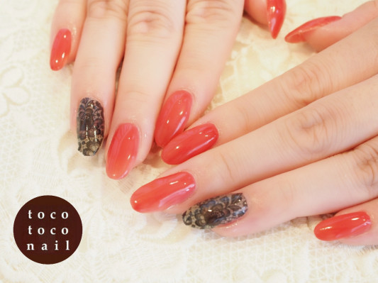 レース カラーべっ甲 ハンド フットジェルネイル Tocotoco Nail