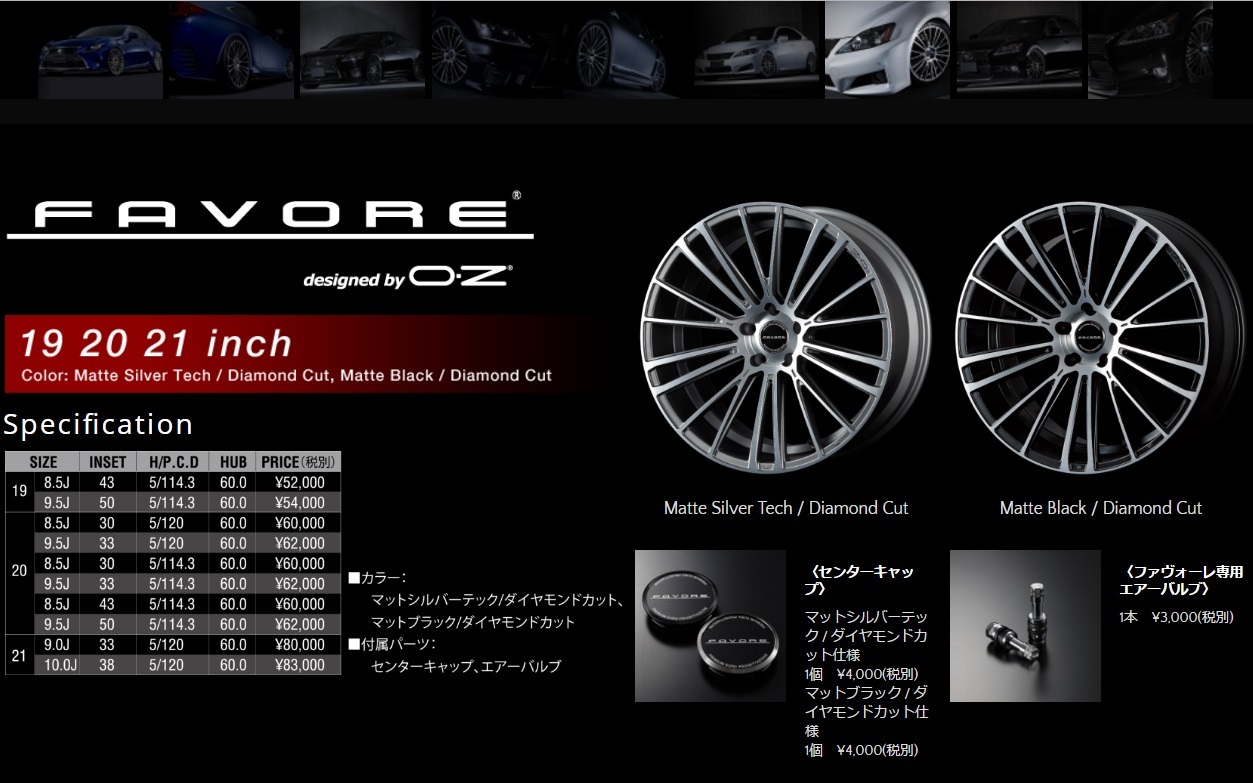 O・Z FAVORE 20インチ 4本