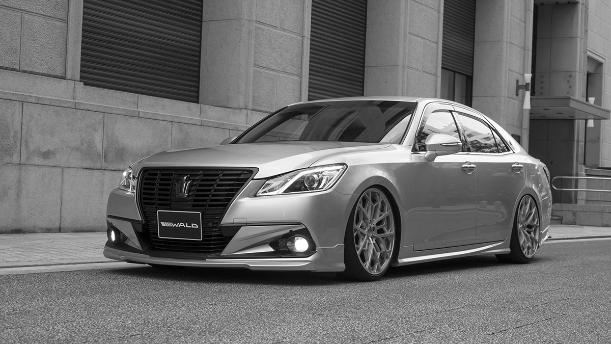 WALD 【M's】TOYOTA CROWN ROYAL GRS210（H24.12-H27.9）WALD SPORTS LINE エアロ 4点キット（F+S+R+LED）正規品 FRP ヴァルド エアロキット