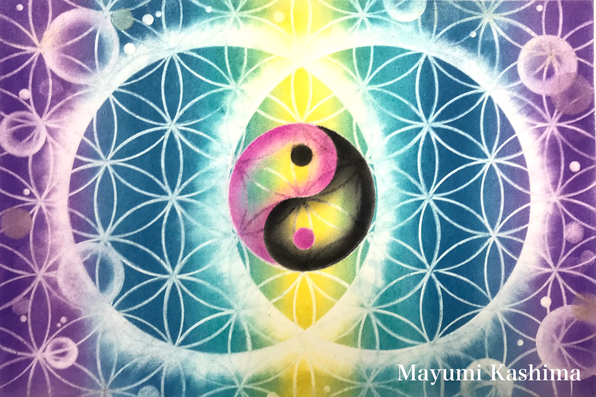神聖幾何学 vesica piscis パステルアート 神聖幾何学 vesica piscis パステルアート