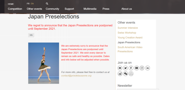 ローザンヌ国際バレエコンクール日本予選が延期 Cultuart Scene ローザンヌ国際バレエコンクール日本予選が延期 Cultuart Scene