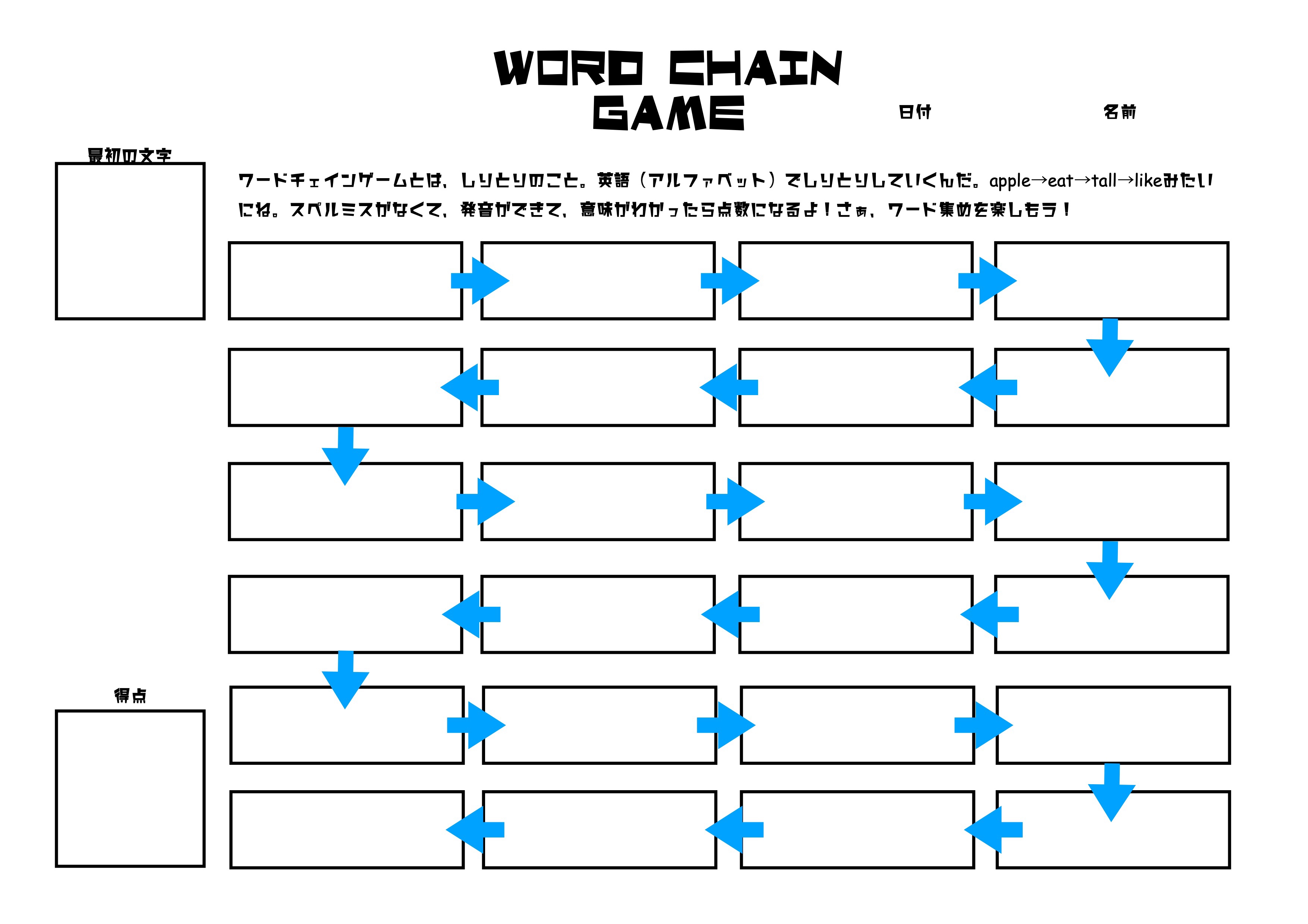 英単語を楽しく覚えよう 英語しりとり ワードチェインゲーム のご