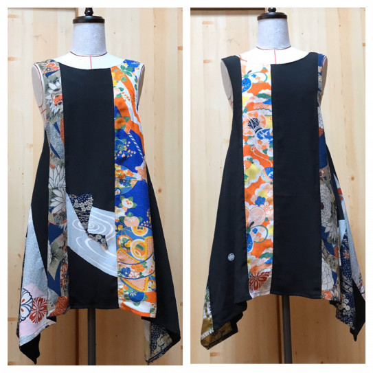 着物リメイク 黒羽織 留袖と 着物や 羽織り裏など組み合わせて Mau2 まゆまゆ 京都府福知山市 服のお直し等 手作りの小さなお店