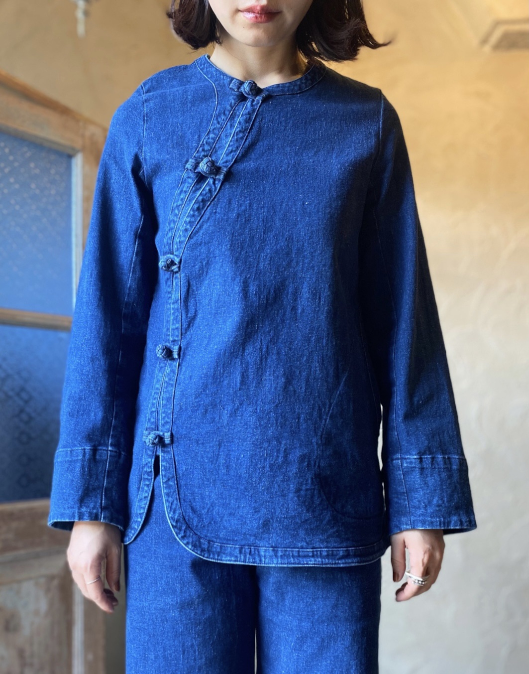 kubuni デニムチャイナジャケット Kubuni / チャイナジャケット、デニムラップパンツ、2タックパンツ