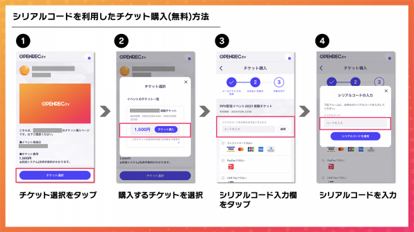 PPV】シリアルコードを利用した配信チケットご購入方法 | OPENREC NEXT