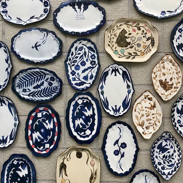 粉引絵付けコンポート｜七ツ花型｜鳥｜陶器｜なかがきともこ｜和